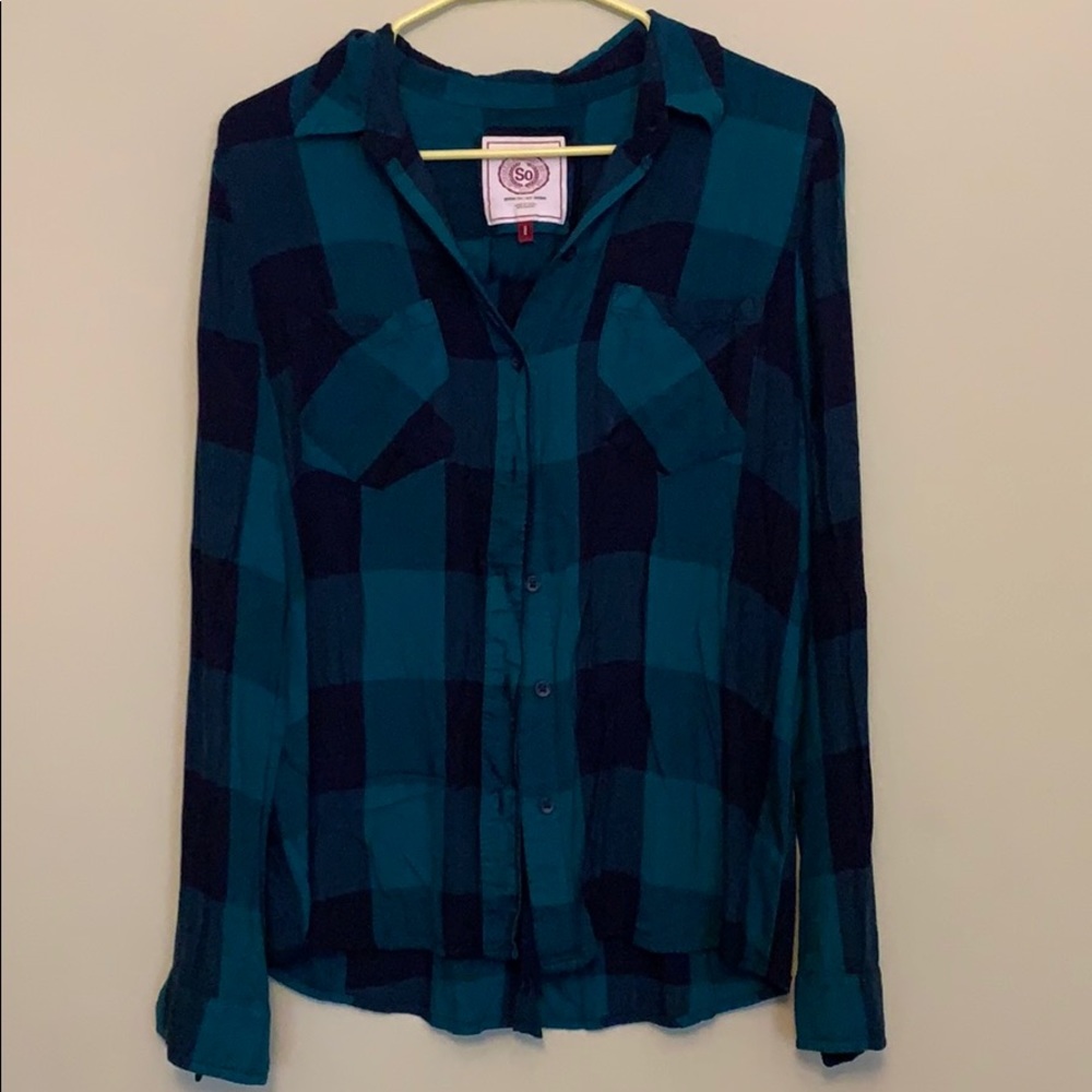 Green and navy blue flannel